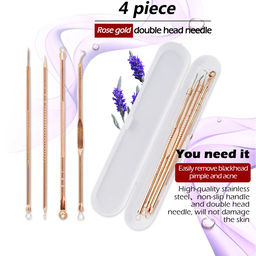 Портативный экстрактор акне двойная черная игла для удаления прыщей