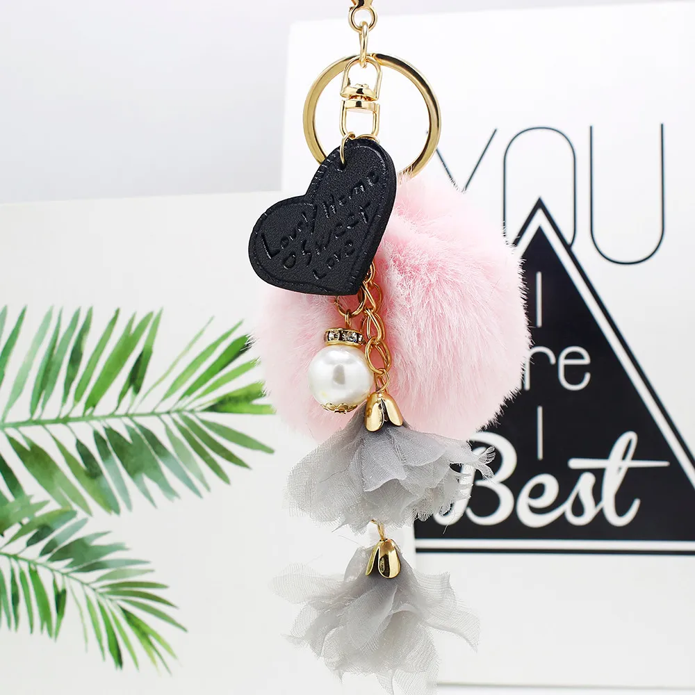 Брелок с меховым шариком и помпоном брелок помпонами балетные кольца для девочек