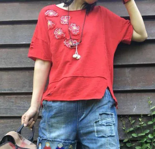 Летняя футболка Для женщин ретро slim типа Топы Мори девушка О образным вырезом