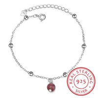 simple fashion natural strawberry crystal bracelet for women girl gift hot sale 925 sterling silver jewelry s b176