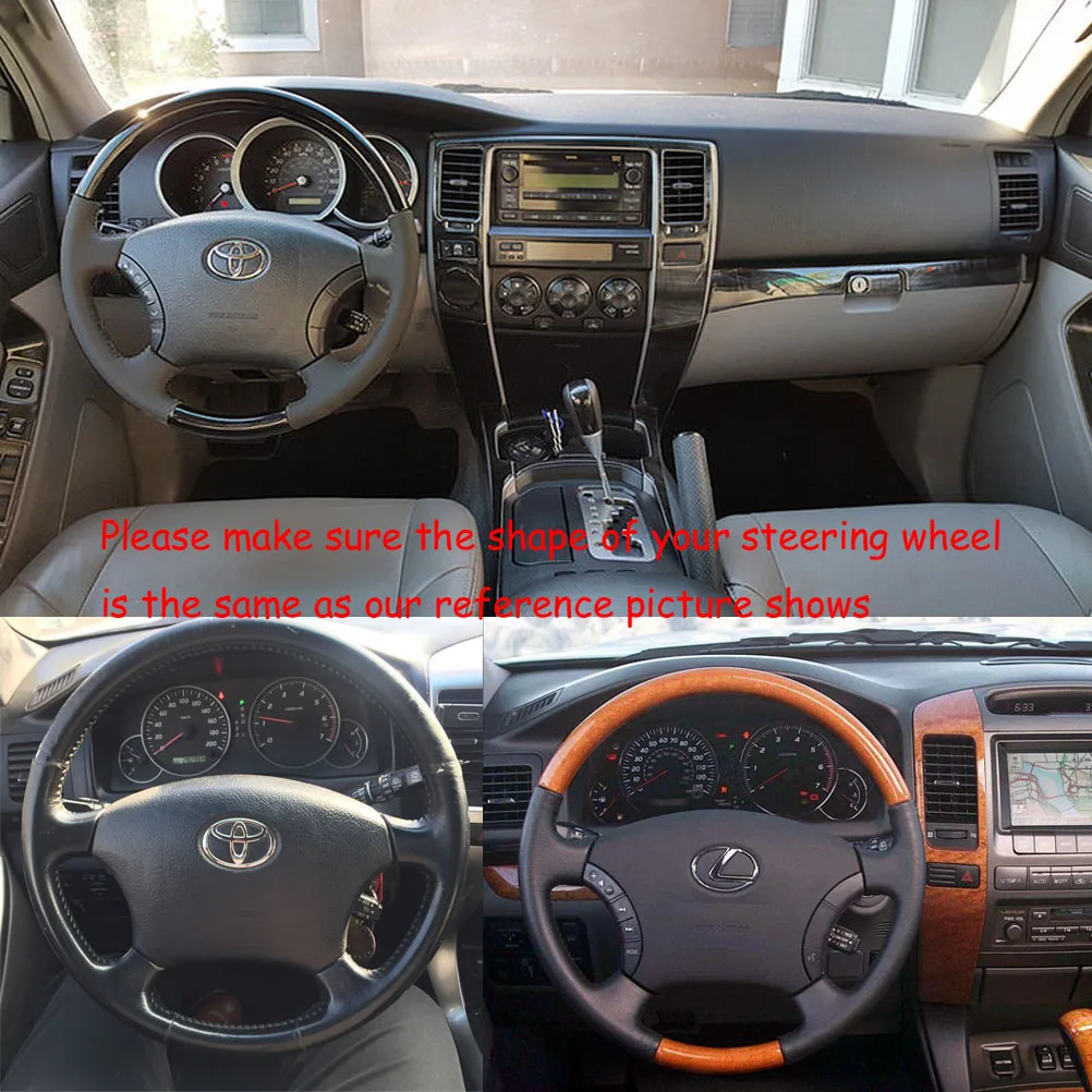 Кожаный чехол для руля из коричневого дерева 2003-2007 Toyota Land Cruiser FJ100 4700 Prado FJ120 Lexus LX470