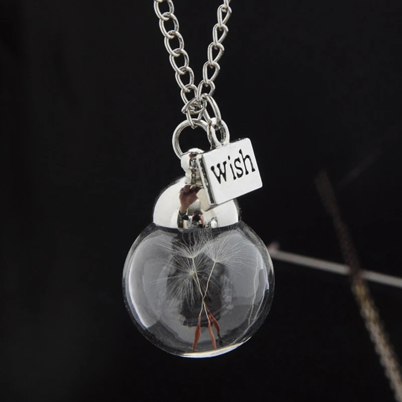 Новейшие продукты модное ожерелье Одуванчик Круглое стекло креативное желание