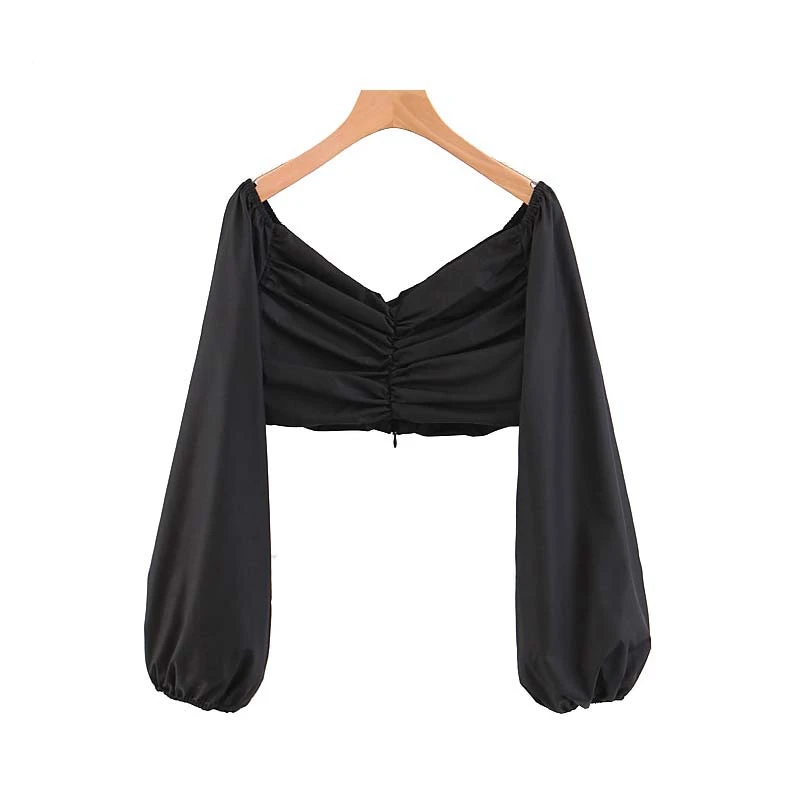 Холодной топы с открытыми плечами корейский Модные Винтажные slash шеи