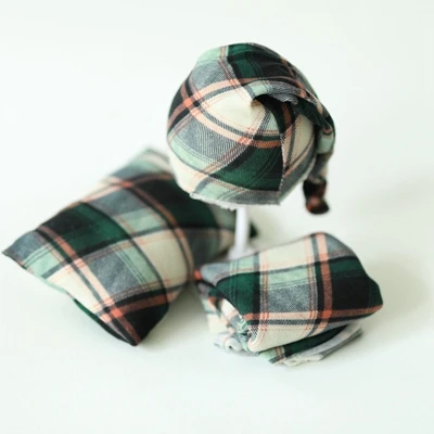 1hat 1pillow 1wrap Новорожденные фотографии реквизит детские клетчатые палантины шапки и подушки милый мягкий набор Fotografia аксессуары Студия съемки реквизит для фотографий - Цвет: 1hat 1pillow 1wrap