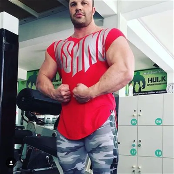 Новая спортивная рубашка Летняя мужская футболка для бега с коротким рукавом для тренировки Спорт Фитнес футболка для кроссфита свободные воздухопроницаемые рубашки - Цвет: Красный