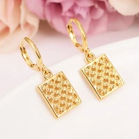 africa women girls gold color lovely sunflower drop earrings round ball bead carve jewelry bridal wedding christmas gifts