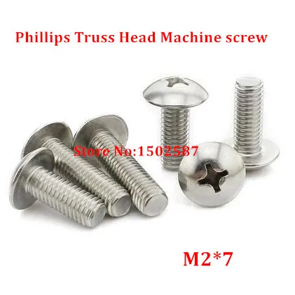 

100pcs M2*7 Phillips Truss Head Machine Screw SUS304 stainless steel TM Screws