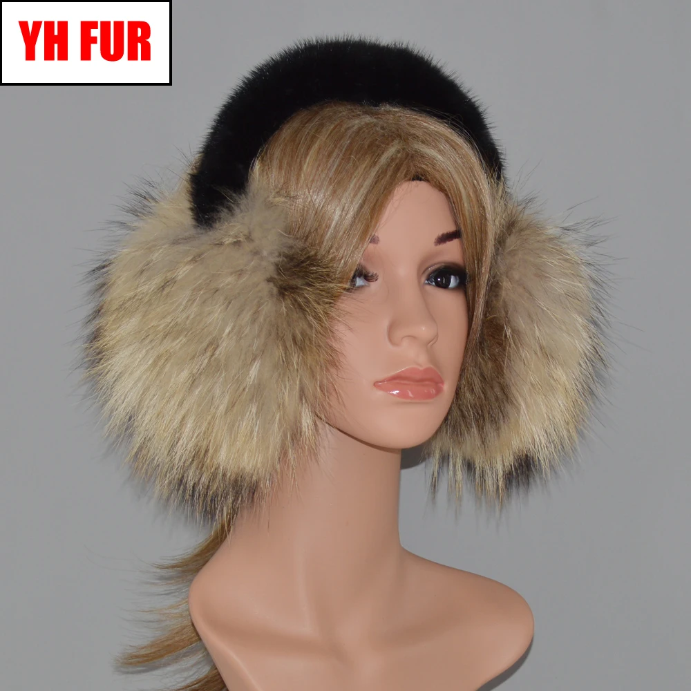 100% натуральные меховые наушники из лисьего меха зимние женские теплые плюшевые