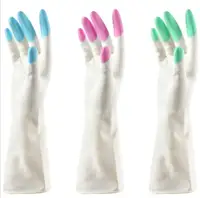 Household Rubber Gloves Latex Washing Kitchen Dish Car Cleaning Plumber Long Gloves non-slip Housework Tools  blue pink green