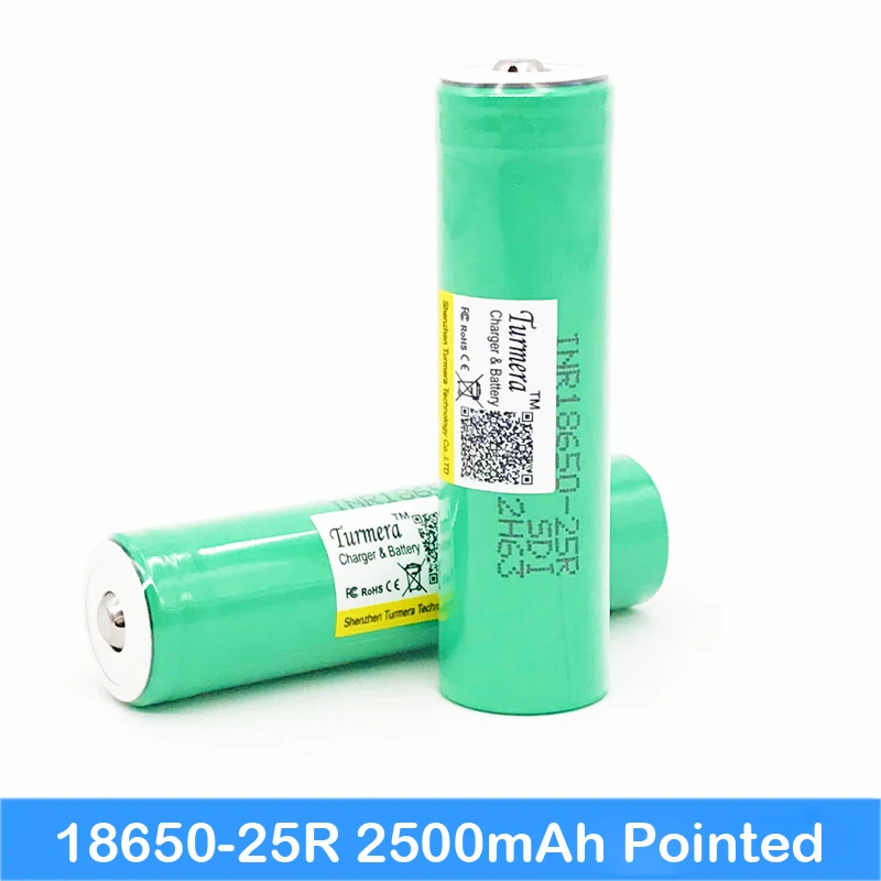 1 10 шт./лот оригинальная Turmera 18650 2500 мАч INR18650 25R с заостренным разрядом 20 А литиевая