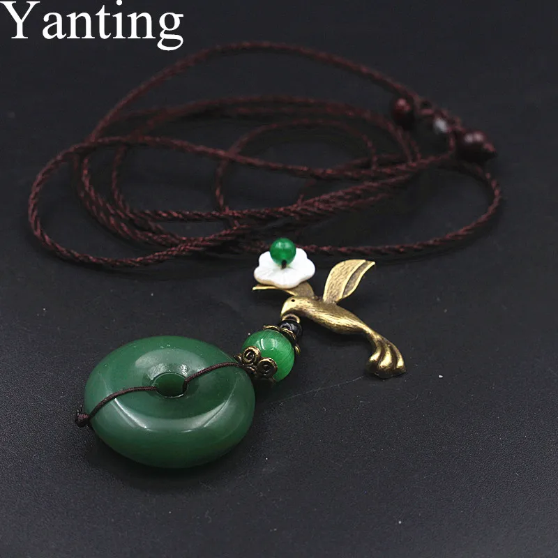 Yanting Green Chalcedony ожерелье с пряжкой в стиле мира этнические длинные модные ожерелья