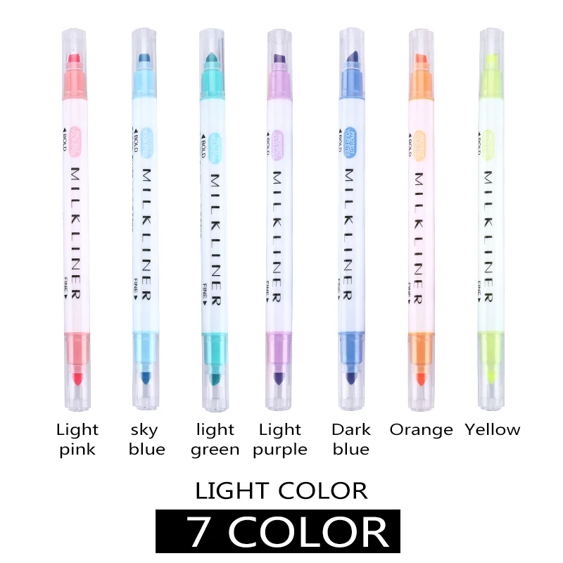7 color(Light color) CXZY Kawaii милый milkliner хайлайтер ручка набор двуглавый hilighter строчка Пастель Мел знак mildliner Стиль Искусство fluo 1M804 - Цвет: 7 color(Light color)