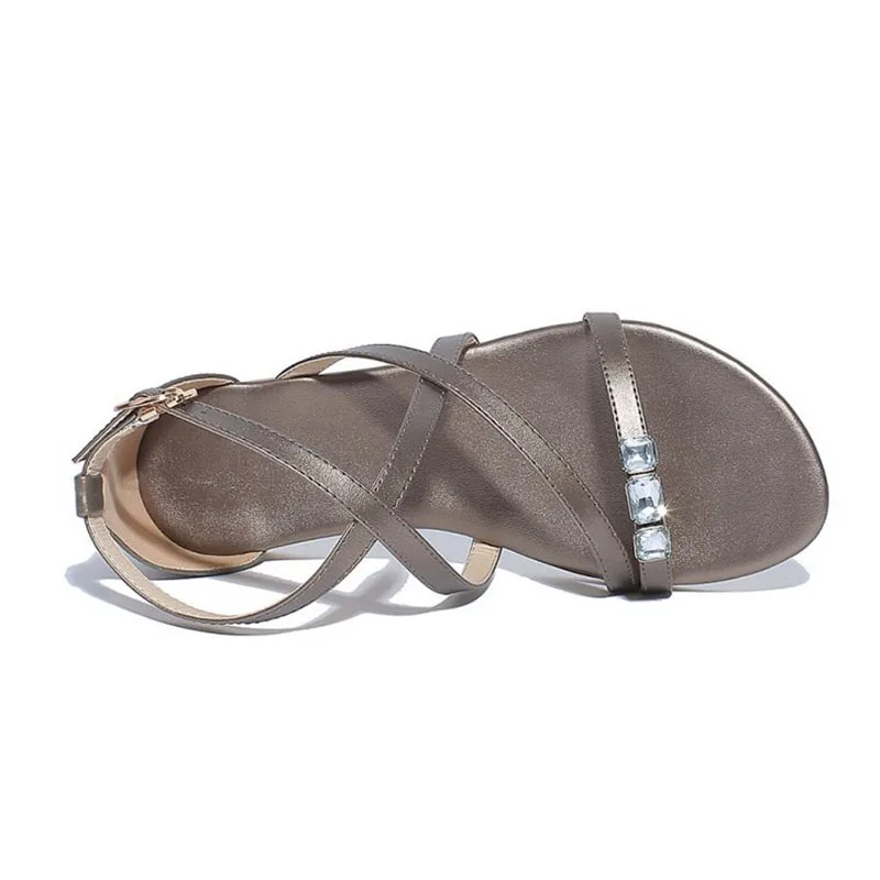 ZALAVOR/женские сандалии гладиаторы из натуральной кожи модная обувь на плоской