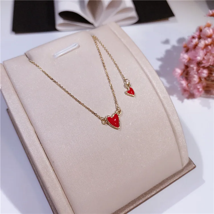 

All Matching Simple Designer Red Heart Pendant Real 925 Sterling Silver Chain Women Romantic Necklace