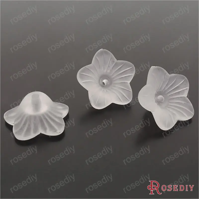 

Wholesale 18*9mm Smoke White Flower Acrylic Beads Diy Jewelry Findings Accessories 120g Roughly 155 pieces(JM7162)