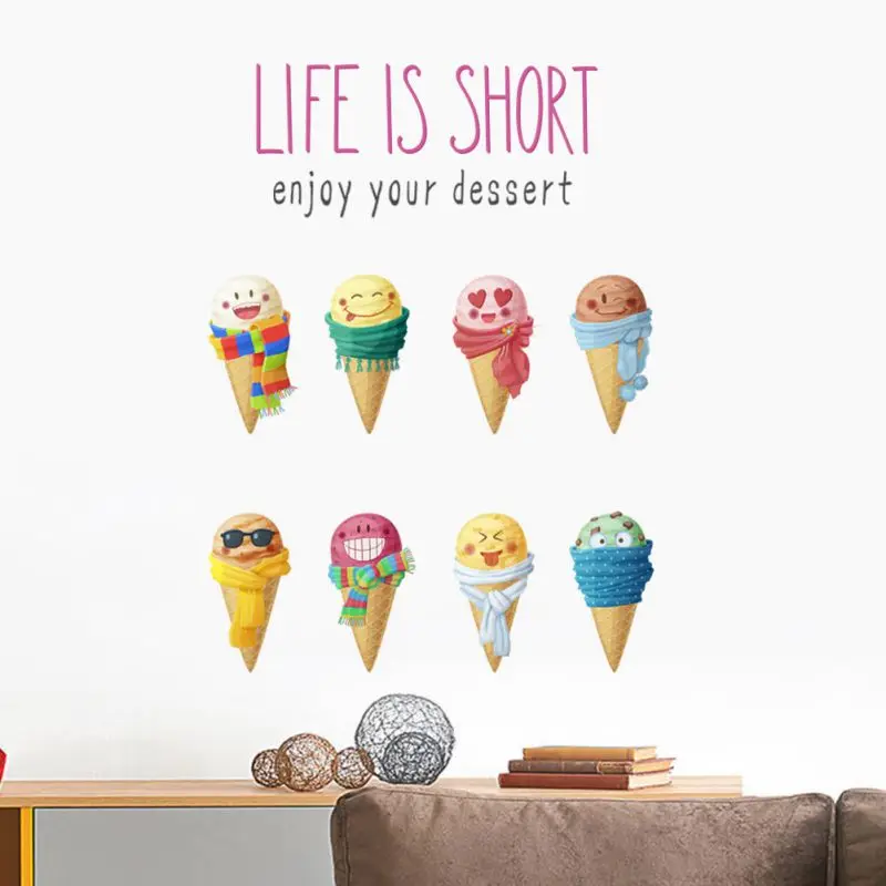 Милые Мультяшные обои для мороженого декоративные наклейки на дверь кухонного