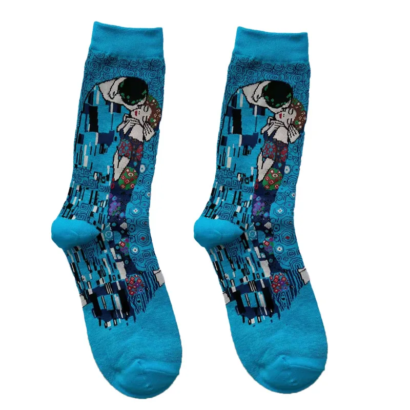 Hot Starry Night Autumn Winter Retro Women Personality Art Van Gogh Mural World Famous Painting Male Socks Oil Funny Happy Socks