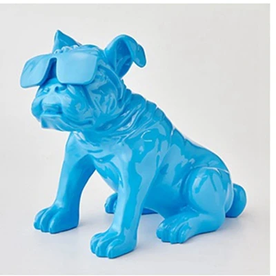 Современные солнцезащитные очки Bulldog вечерние, декор из смолы, скульптура, креативное украшение для дома, ручная работа - Цвет: Синий