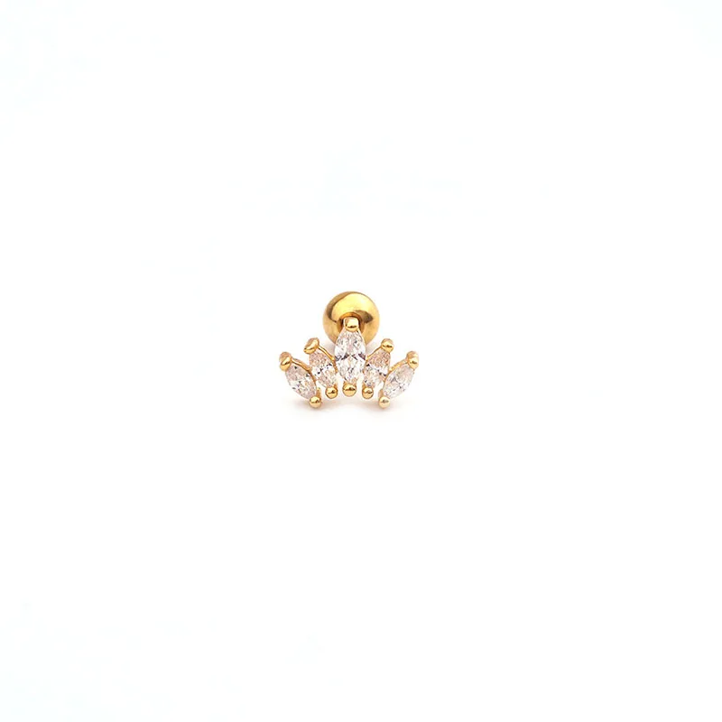 1 шт. Cz Корона Tragus шпилька Конус Пирсинг спираль серьги Надеваемые На ушной хрящ