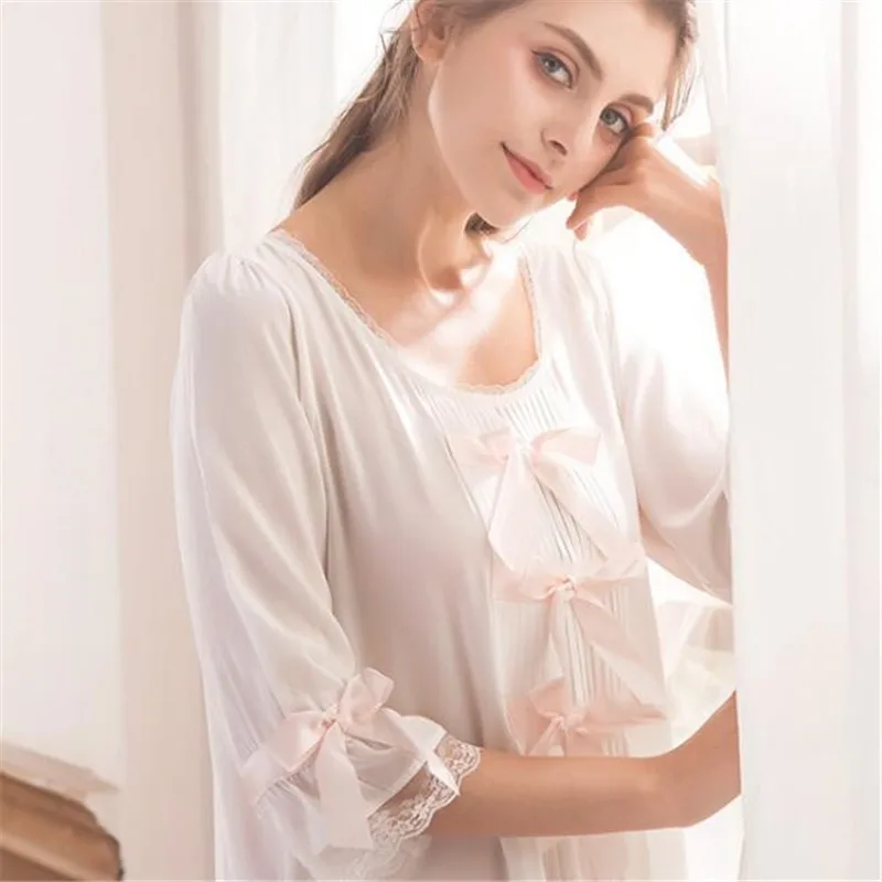 Для женщин осень Sleepdress Винтаж розовые пижамы с коротким рукавом Ночная рубашка