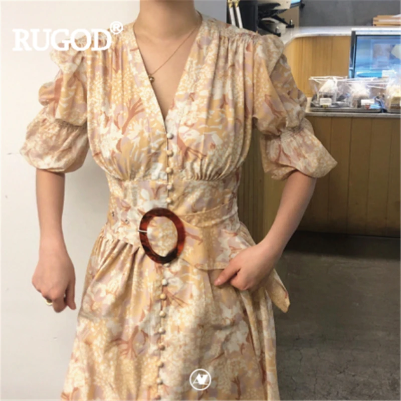 RUGOD женское винтажное длинное платье в дворцовом стиле с v образным вырезом и