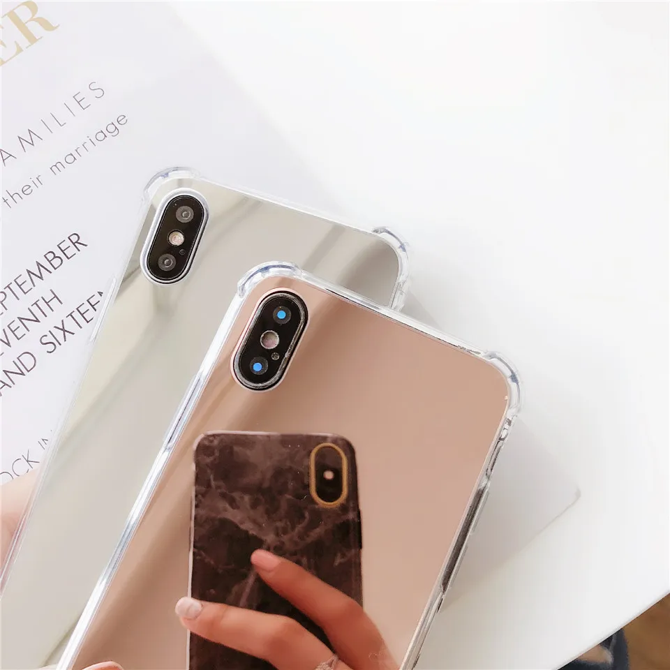 Зеркальный чехол для телефона iphone 7 8 6s 6 plus X XR XS Max милый мягкий ударопрочный из ТПУ