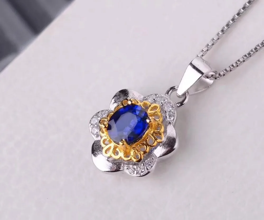 Верность Натуральный 5*7 мм Сапфир с Шри Ланки s925 стерлингового серебра