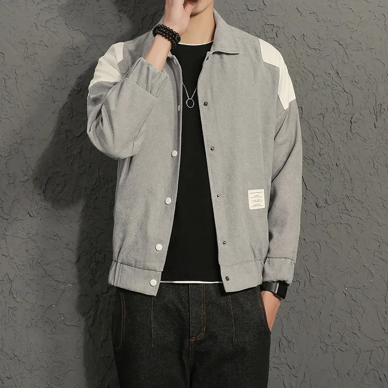 

Lapel big-size casual men's jacket loose retro embroidery skinny jacket jacket