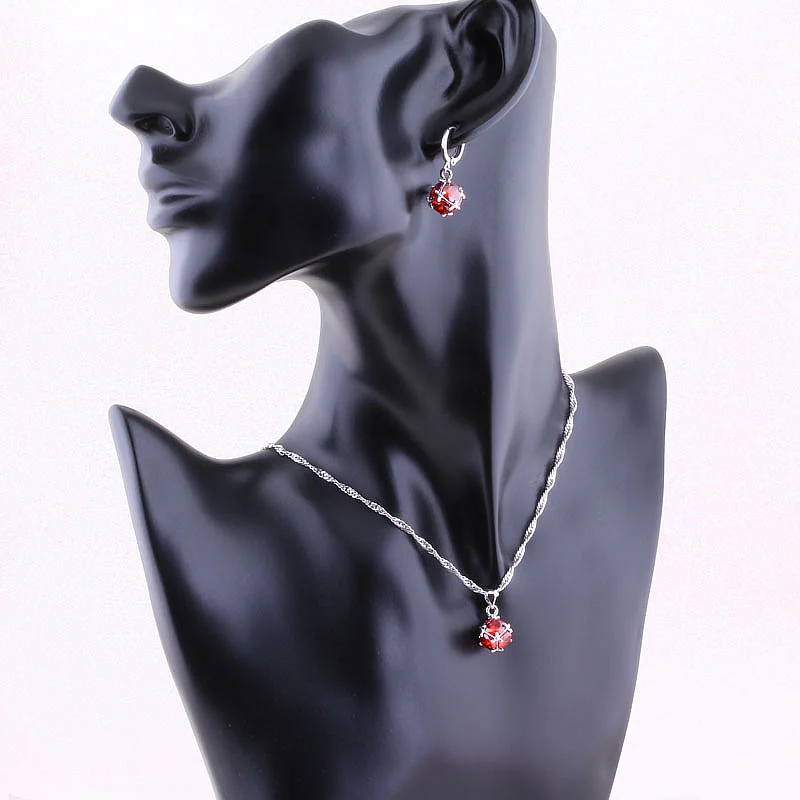 Высшее качество красивый красный Create гранат фианит серебряного цвета