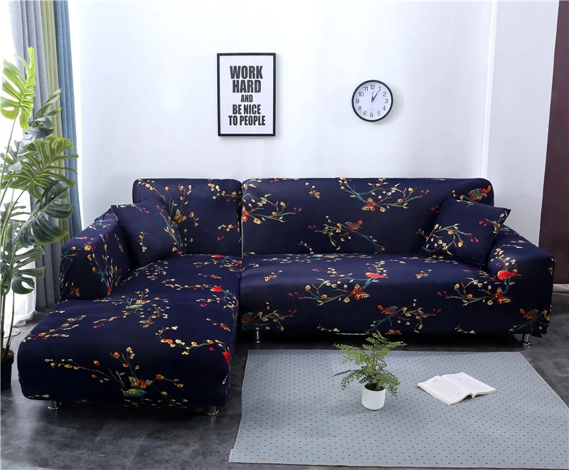 Crane Pattern Sofa Covers L Shape Slipcover Stretch Four Season Furniture Protector Corner Cover 1/2/3/4 seater | Дом и сад