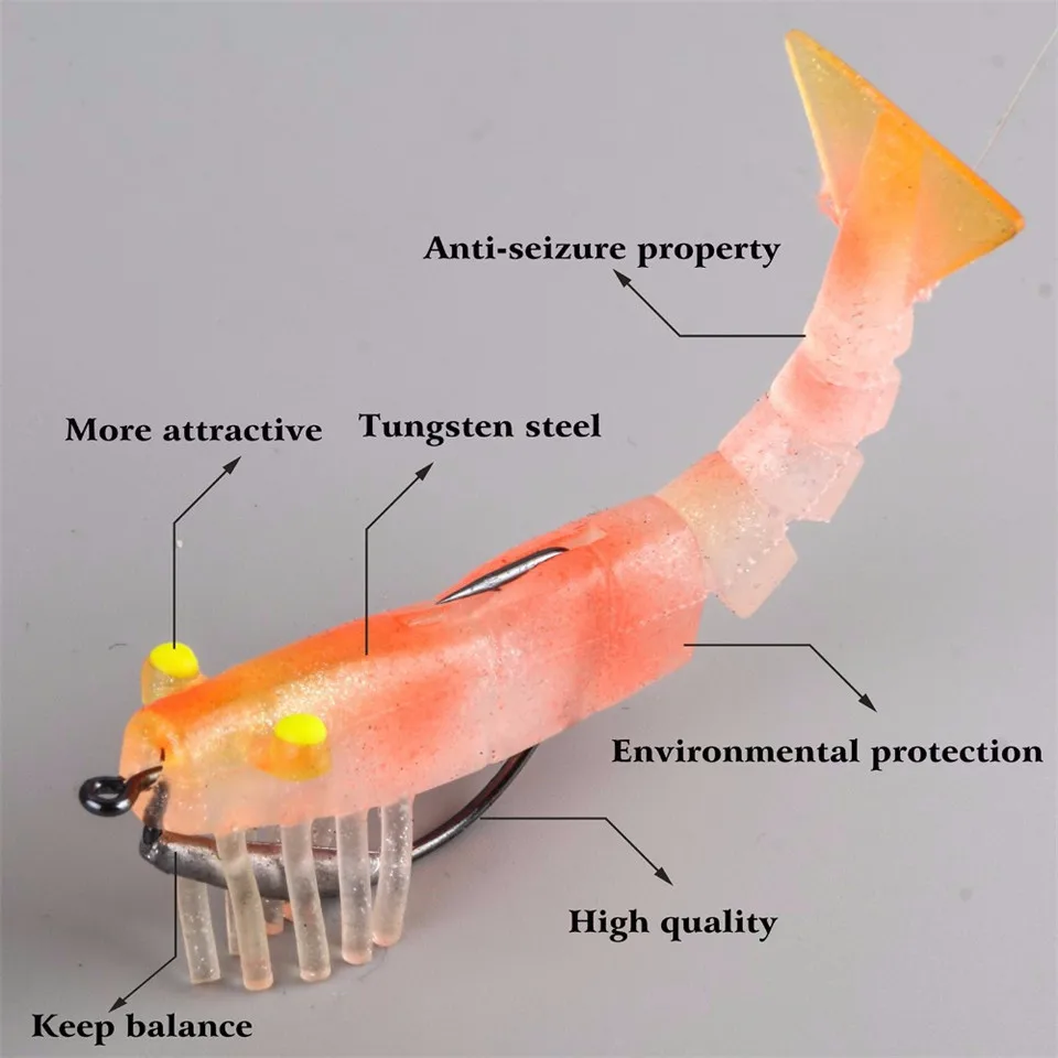 Мягкая силиконовая приманка для рыбалки с креветками Maximumcatch | Спорт и