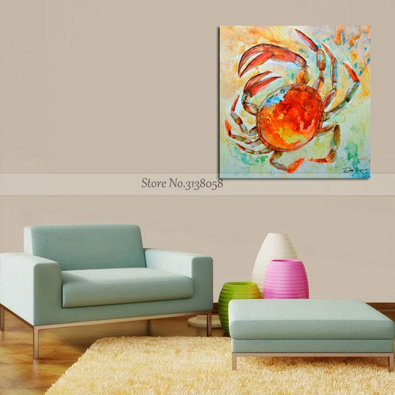 Лучшая картина маслом ручной работы 100% холст большого размера краб лобстер цвет