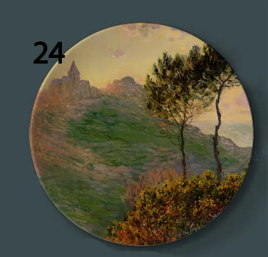 24 Laude Monet Роспись стен гобелены тарелки керамические домашние декоративные блюдо Отель гостиная фон дисплей масляной живописи тарелки - Цвет: 24