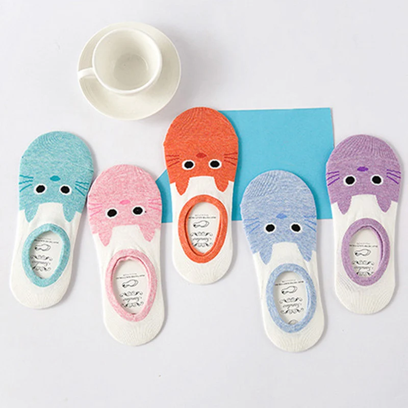 Новинка летние невидимые женские носки без рисунков нескользящие лоферы