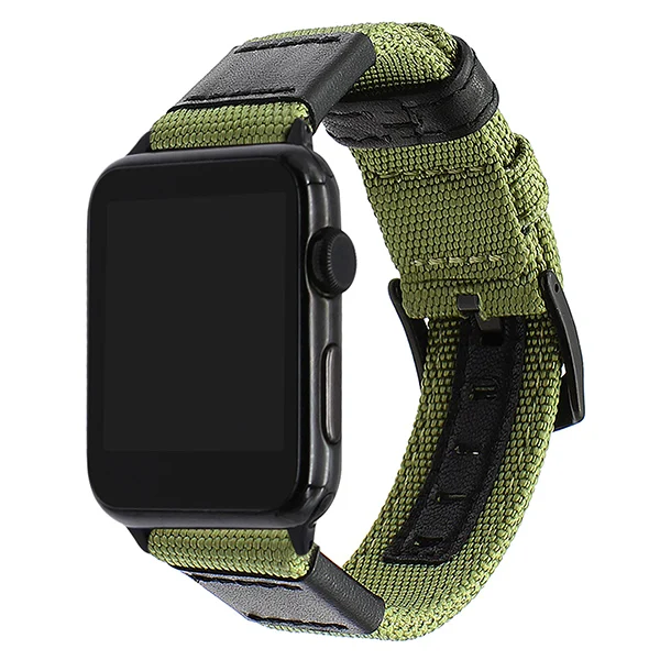 Холщовый нейлоновый и кожаный ремешок для часов iWatch Apple Watch 38 мм 42 мм 40 мм 44 мм серия 5 4 3 2 1 ремешок стальной ремешок с пряжкой наручный ремень