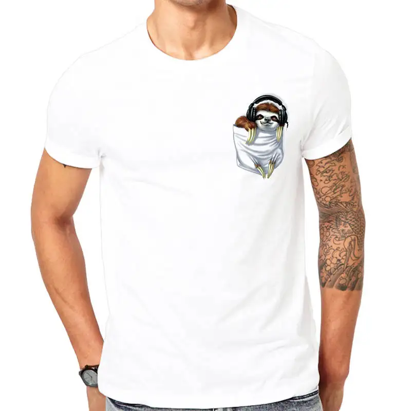 Модная летняя футболка сжатия популярные маленькие лень печати o-образным