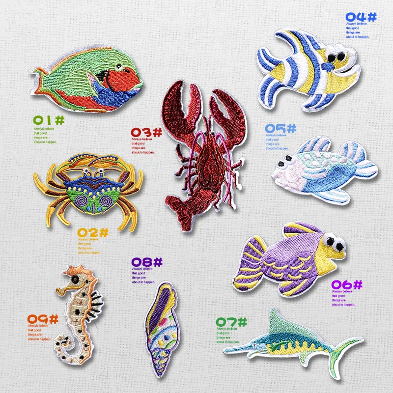 5 шт. Мультфильм Подводный мир Рыба Вышивка Животные наклейки Одежда патч DIY