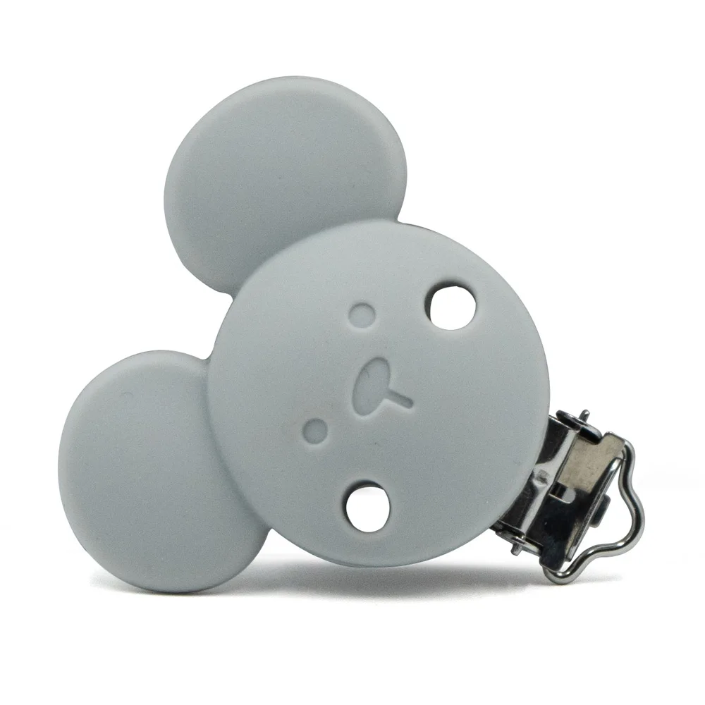 Light Gray 50 шт. Perle силиконовые клипсы для соски Микки BPA бесплатно пустышка цепочка для прорезывателя держатель DIY Детская мышь животное уход Прорезыватель игрушка - Цвет: Light Gray