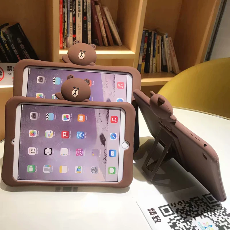 Чехол-подставка для ipad air 2 3 9 7 2017 2018 силиконовый чехол с мультяшным медведем pro 10 5