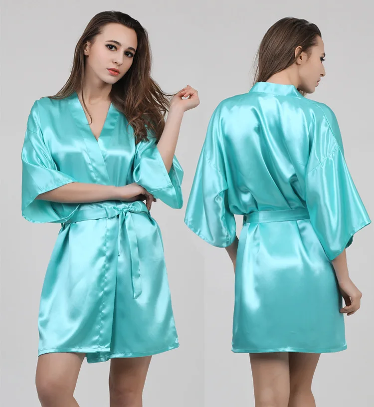 Женский Атласный халат с V-образным вырезом Длинный летний из искусственного