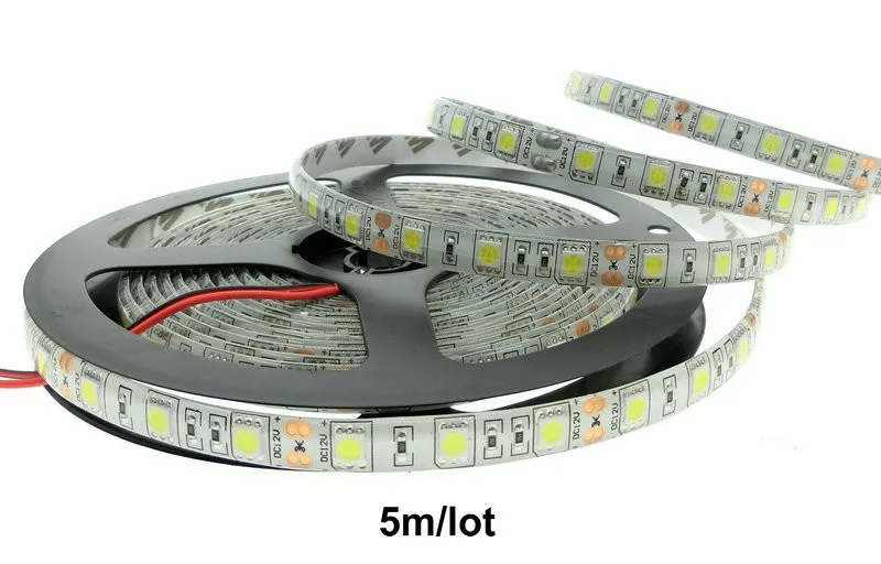 5 м/лот DC12V 5050 SMD 60 Светодиодный s/m Белый/теплый белый/красный/зеленый/желтый/синий/розовый/RGB/UV/RGBW/RGBWW гибкий светодиодный светильник лента