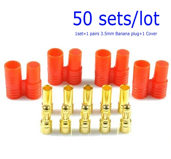 

F00914-50 50 sets 3.5mm Banana Gold Bullet Connector Plug with Housing for ESC Lipo Battery Motor