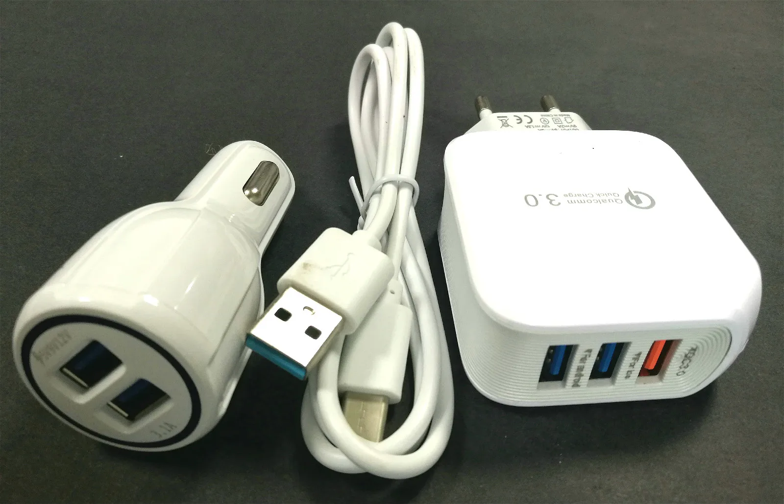 Настенный адаптер для путешествий 5 А 3 выхода USB + usb-кабель Автомобильное