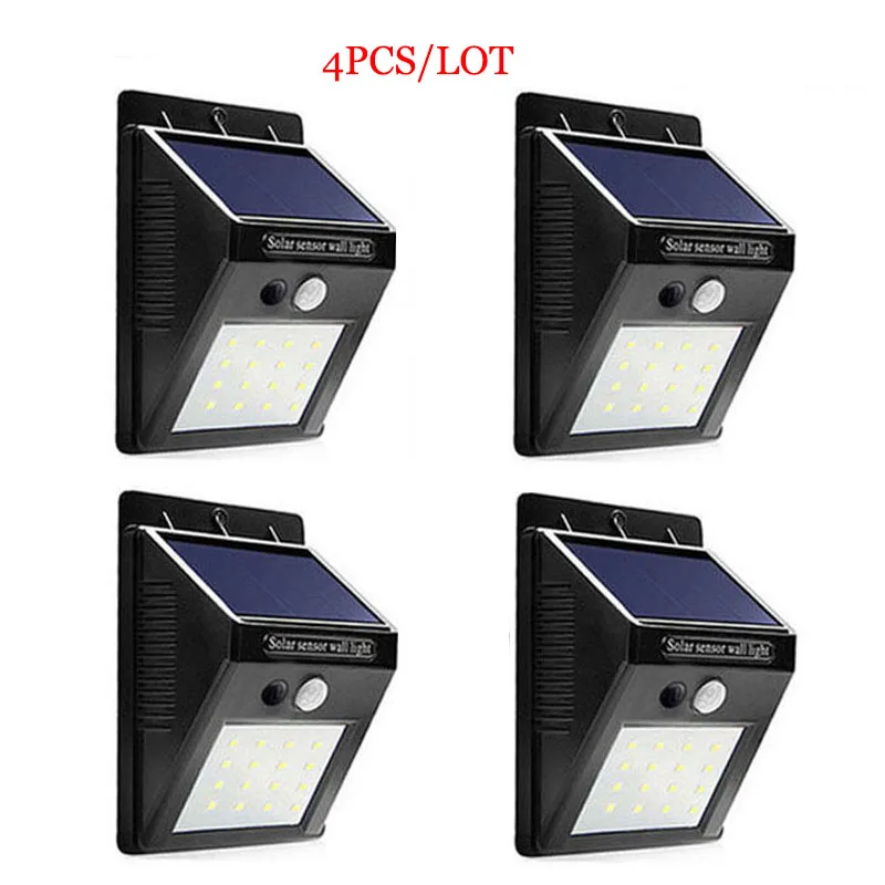 20 LED датчик движения лампа с зарядкой от солнечной батареи 2-4 шт./лот сад гараж
