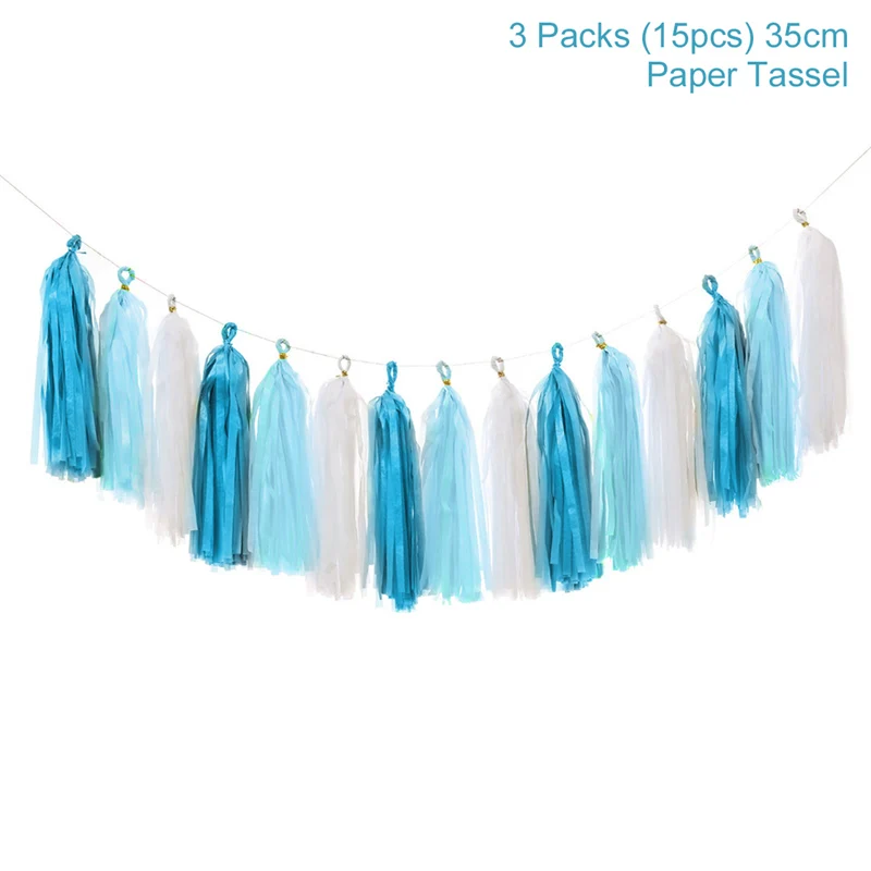 blue paper tassel FENGRISE балоны на 1-й День рождения воздушный шар на 2-й день рождения От 1 до 2 лет для первого дня рождения декоративный латексный шар для детей - Цвет: blue paper tassel