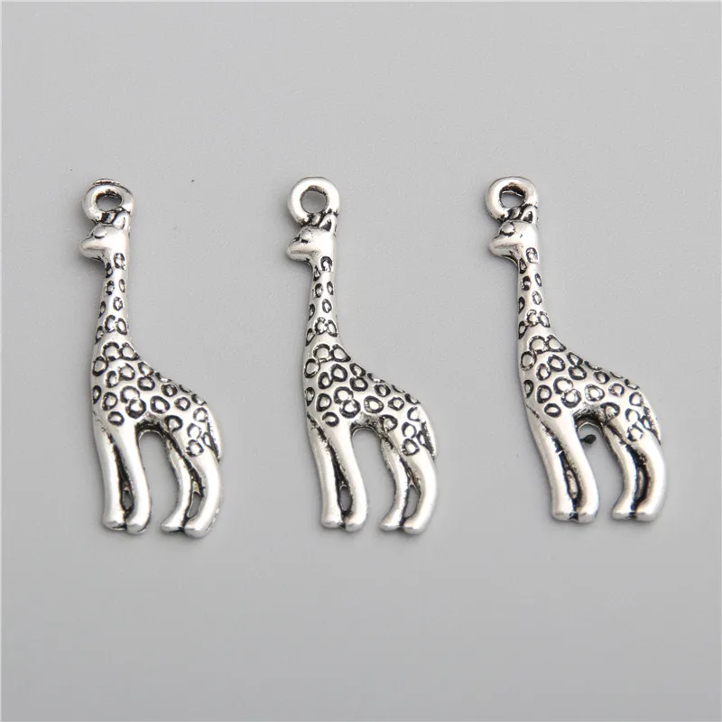 

20pcs Silver Color Charms Giraffe Pendant Fit Bracelets Necklace DIY Metal Jewelry Making A2761