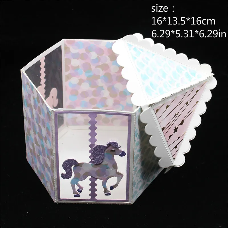 

Carousel box Metal Cutting Dies Stencils for DIY Scrapbooking Decorative Embossing Paper Card Making Craft