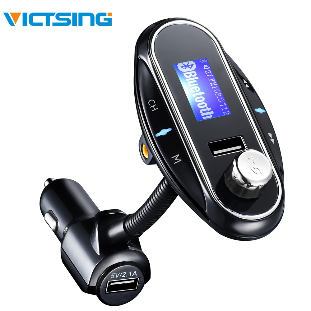 VicTsing Bluetooth fm-передатчик беспроводной автомобильный Радио адаптер Hands-free автомобильный комплект с TF u-дисковым портом AUX вход USB Автомобильное зарядное устройство