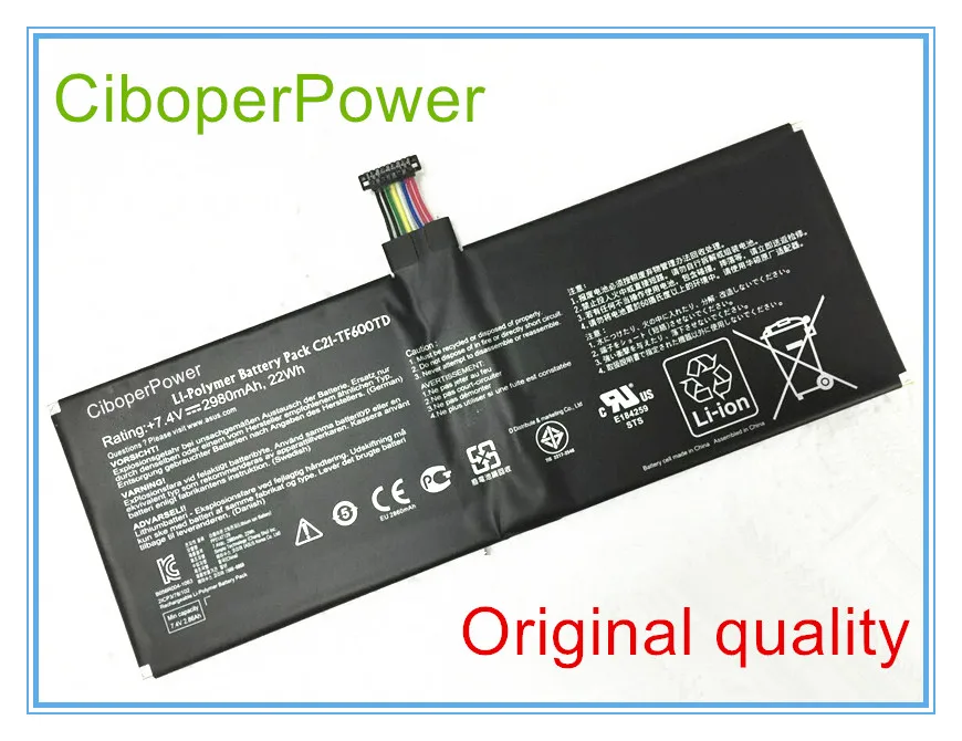 Original 7.4V 2950mAh 22wh Laptop Battery For TF600T C21-TF600TD