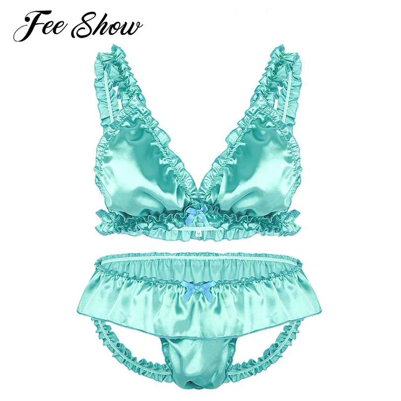 Комплект из 2 предметов гей Сисси сексуальные костюмы для сна мягкой атласной